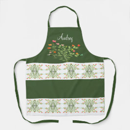 Dunkelgrün mit Blumendesign Schürze
