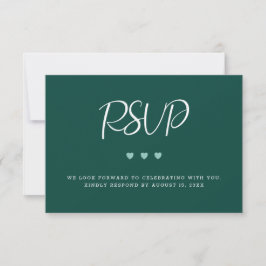 Dunkelgrün mit drei Herz Hochzeit RSVP Karte