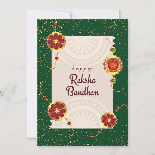Dunkelgrün mit raakhi's & raksha bandhan Wünschen Dankeskarte (Vorderseite)