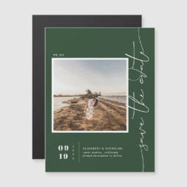 Dunkelgrün | Modernes Minimal-Save the Date-Foto Magneteinladung
