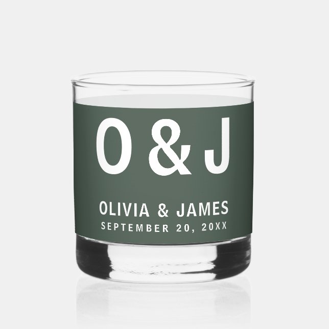 Dunkelgrün | Moss Minimalistisch Modern Modern Mod Whiskyglas (Vorderseite)