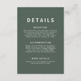 Dunkelgrün | Moss Minimalistisch Scandi Modern Wed Begleitkarte