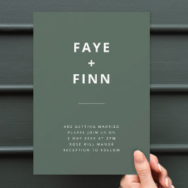 Dunkelgrün | Moss Minimalistisch Scandi Modern Wed Einladung