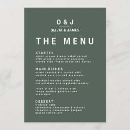 Dunkelgrün | Moss Minimalistisch Scandi Modern Wed Menükarte