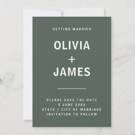 Dunkelgrün | Moss Minimalistisch Scandi Modern Wed Save The Date