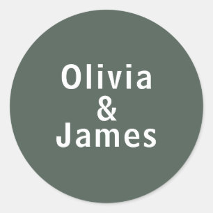 Dunkelgrün   Moss Names Minimalistische Skandi Hoc Runder Aufkleber