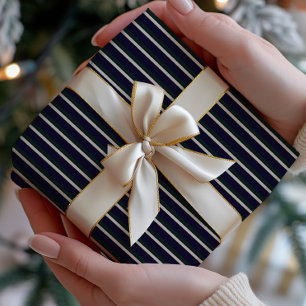 Dunkelgrün & Navy gestreift Geschenkpapier