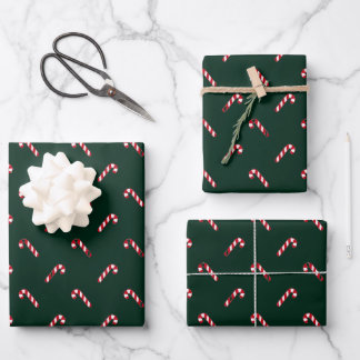 Dunkelgrün-niedliches Zuckerrohrmuster Geschenkpapier Set