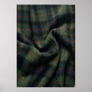 Dunkelgrün-rotes Tartan-Karostoff-Textur Schottisc Poster
