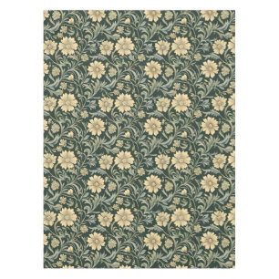 Dunkelgrün stilisierte gelbe Blumen Muster Tischdecke