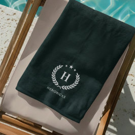 Dunkelgrün Stylisches Monogramm Modern Minimalisti Strandtuch