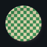 Dunkelgrün und Beige Pappteller<br><div class="desc">Abstrakte digitale Kunst von dunkelgrünen und beigen Quadraten in einer karierten Formation.</div>