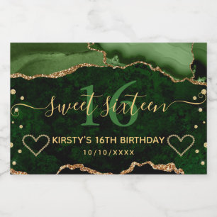 Dunkelgrün und Gold Glitter Achat Murmel Sweet 16