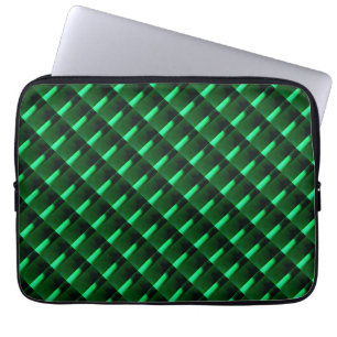 Dunkelgrün und helle Formen mit leuchtender Illusi Laptopschutzhülle