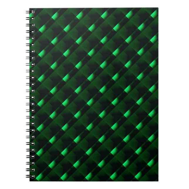 Dunkelgrün und helle Formen mit leuchtender Illusi Notizblock (Vorderseite)