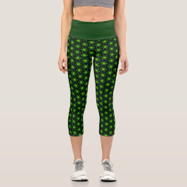 Dunkelgrün und Limon Harmonie Hoch gebrannt Capri Leggings