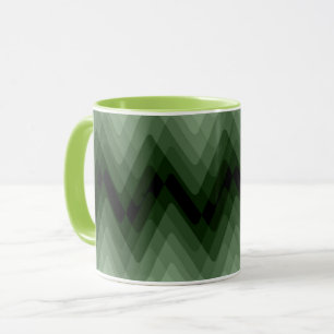 Dunkelgrün und Minzzigzag. Kopfkissen werfen Tasse
