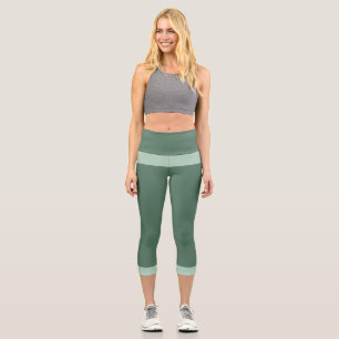 Dunkelgrün und Pastellgrün Capri Leggings