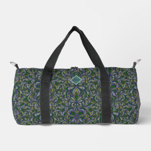 Dunkelgrün und Periwinkle Art Nouveau Cut Sew Bag Duffle Bag