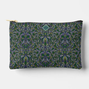 Dunkelgrün und Periwinkle Art Nouveau Cut Sew Bag Zubehörtasche