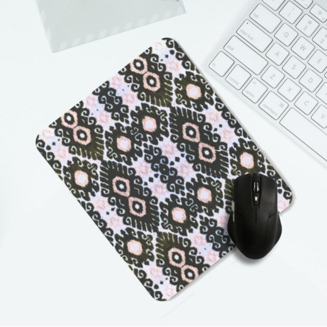 Dunkelgrün und rosa Ikat Mousepad (Von Creator hochgeladen)