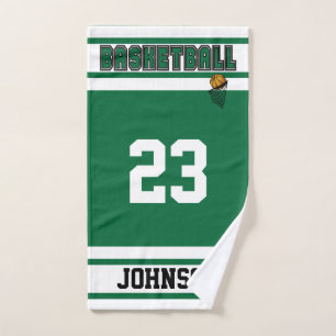 Dunkelgrün und Weiß 🏀 Basketball Handtuch