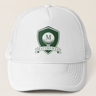 Dunkelgrün und Weiß Name Anfangsbuchstabe Monogram Truckerkappe