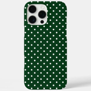 Dunkelgrün-weißes Tupfenmuster iPhone 16 Pro Max Hülle