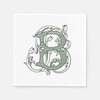 Dunkelgrüne "B" Monogramm Cocktailservietten Serviette