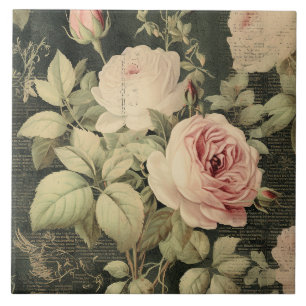 Dunkelgrüne Blush-Rose Fliese