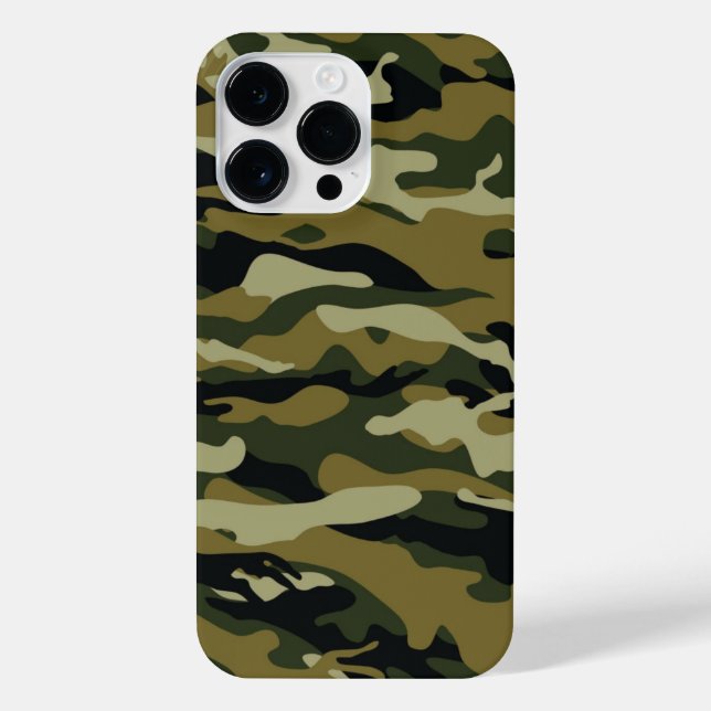 Dunkelgrüne Camouflage iPhone 14 Pro Max Hülle (Rückseite)