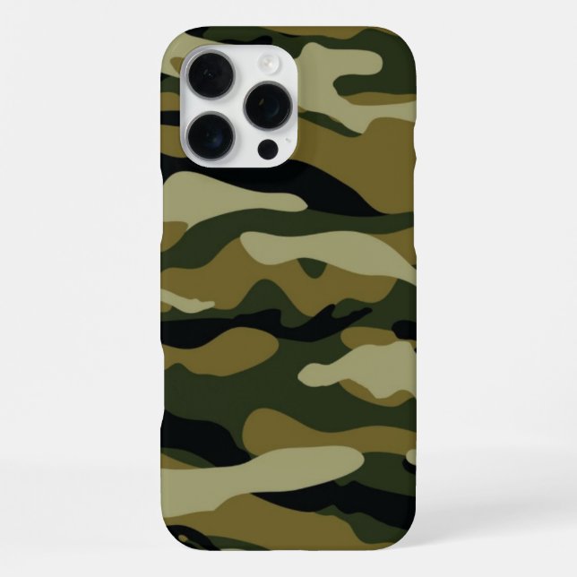 Dunkelgrüne Camouflage iPhone 16 Pro Max Hülle (Rückseite)