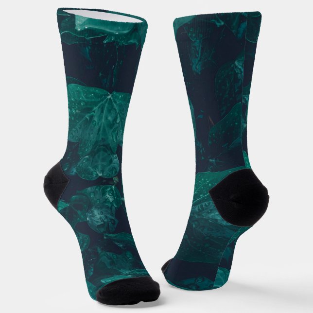 Dunkelgrüne Efeu Blätter Wasser fällt Socken (Gewinkelt)