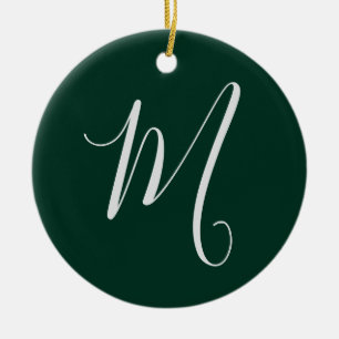 Dunkelgrüne einfache elegante moderne eigene Namen Keramik Ornament