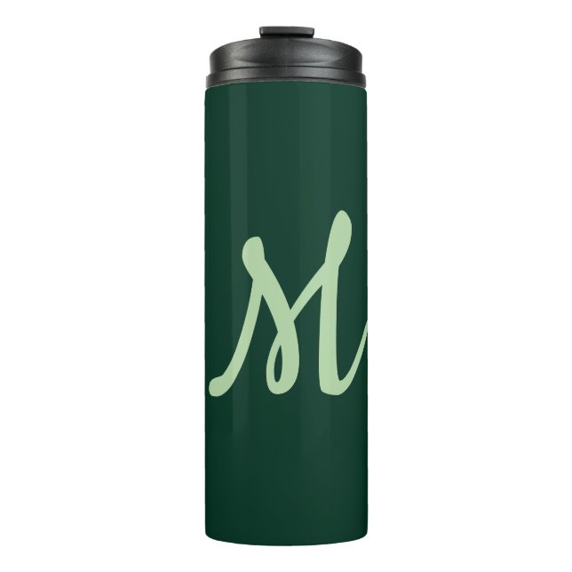 Dunkelgrüne einfache elegante moderne eigene Namen Thermosbecher (Vorderseite)