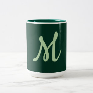 Dunkelgrüne einfache elegante moderne eigene Namen Zweifarbige Tasse