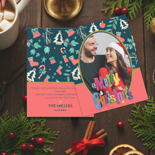 Dunkelgrüne elegante Frohe Weihnachten Foto-Grußka Postkarte