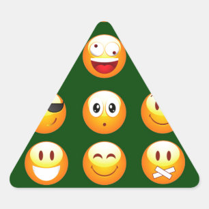 dunkelgrüne Emoji Dreieckiger Aufkleber