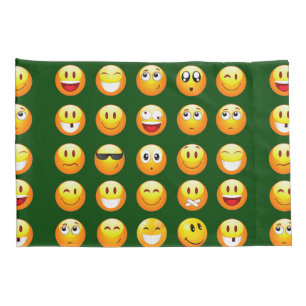 dunkelgrüne Emoji-Kissen-Hüllen Kissenbezug