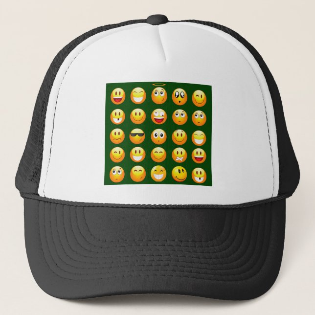 dunkelgrüne Emoji Truckerkappe (Vorderseite)