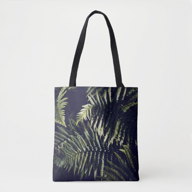 Dunkelgrüne Fern-Blätter Botanisch Tasche (Vorderseite)