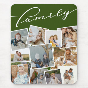 Dunkelgrüne Fotos FotoCollage-Familie Mousepad