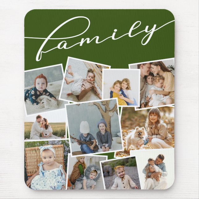 Dunkelgrüne Fotos FotoCollage-Familie Mousepad (Vorne)