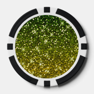 Dunkelgrüne Glitzer schimmern Pokerchips
