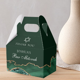 Dunkelgrüne Gold Bar Mitzwa personalisierte Party Geschenkschachtel