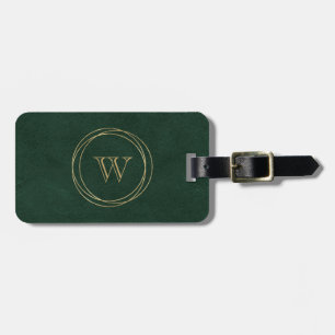 Dunkelgrüne Goldkreise Monogramm Gepäckanhänger