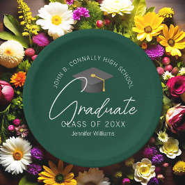 Dunkelgrüne Graduate Personalisiert Graduate Party Pappteller