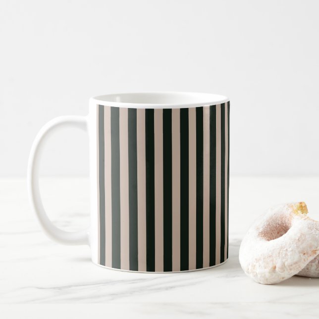 Dunkelgrüne graue Streifen Kaffeetasse (Mit Donut)
