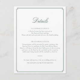 Dunkelgrüne Hochzeit-Beilagekarte Begleitkarte