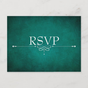 Dunkelgrüne Hochzeit RSVP Postkarte mit Wahlmöglic